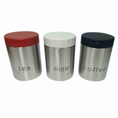 סט קפה תה סוכר נירוסטה מכסה צבעוני