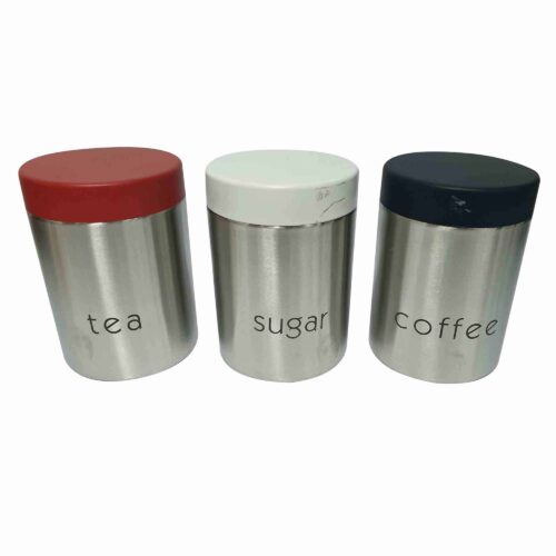 סט קפה תה סוכר נירוסטה מכסה צבעוני