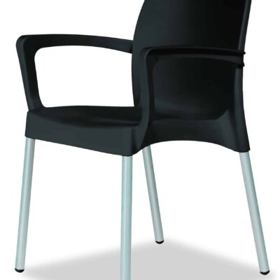 כסא פלסטיק עם רגלי אלומיניום דגם רונית – עם מסעדי ידיים, כסא נגיש