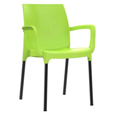 כסא נגיש עם מסעדי ידיים – כסא פלסטיק דגם דן עם רגליים מאלומיניום כולל משענות יד - ירוק