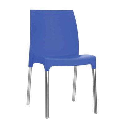 כסא פלסטיק דגם דן עם רגליים מאלומיניום - כחול