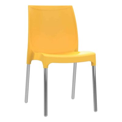 כסא פלסטיק דגם דן עם רגליים מאלומיניום - צהוב