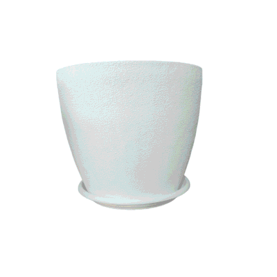 עציץ  דמוי אבן קצר כולל תתתית קוטר 29.8 ס"מ