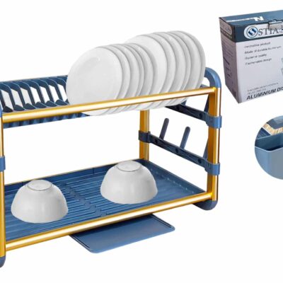 מייבש כלים אלומיניום דו קומתי בגוון אפור