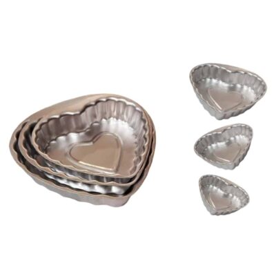 סט 3 תבניות אפיה אלומיניום בצורת לב