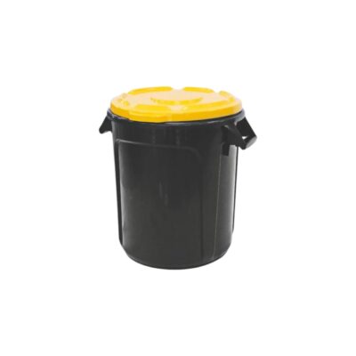 פח אשפה תעשייתי 75 ליטר בצבע שחור + מכסה צהוב