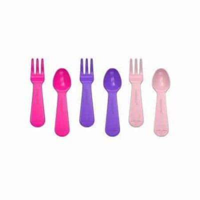 סט כפיות ומזלגות ורוד Lunch Punch Fork & Spoon Set - Pink