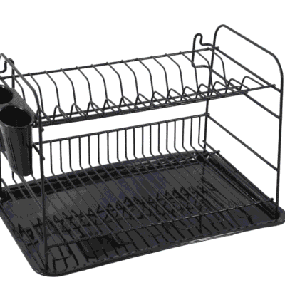 מייבש כלים מתכת דו קומתי + מגש וסכומון