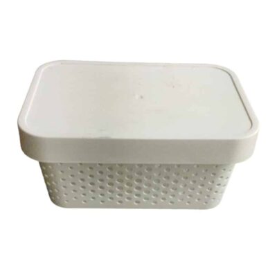 סלסלה כביסה מנוקדת עם מכסה לאחסון (פרימיום)