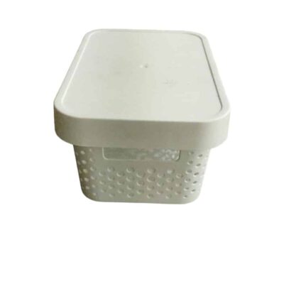 סלסלה כביסה מנוקדת עם מכסה לאחסון (פרימיום)