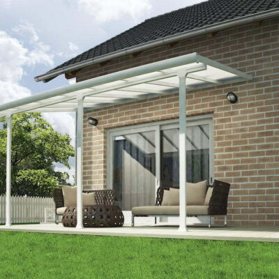 פרגולה פריה - אלומיניום 3X4.25 לבנה