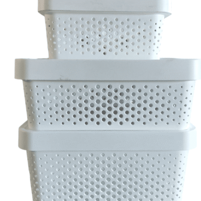 סלסלה כביסה מנוקדת עם מכסה לאחסון (פרימיום)