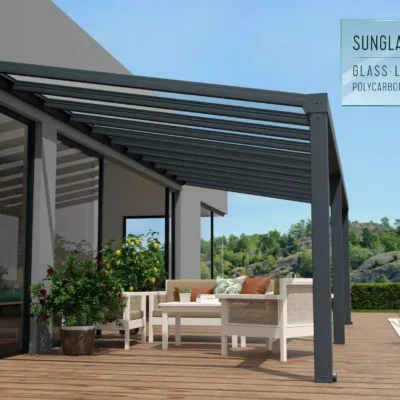 פרגולה אלומיניום Stockholm שקופה 3.4X8.1