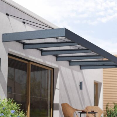 גגון Sophia XL אפור 1.4x4.7 - קירוי שקוף או לבן אופל לבחירה