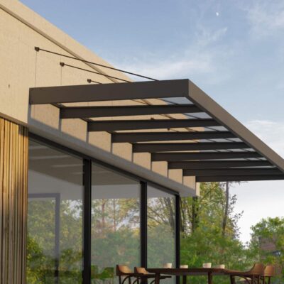 גגון Sophia XL אפור 1.4X7.5 - קירוי שקוף או לבן אופל לבחירה