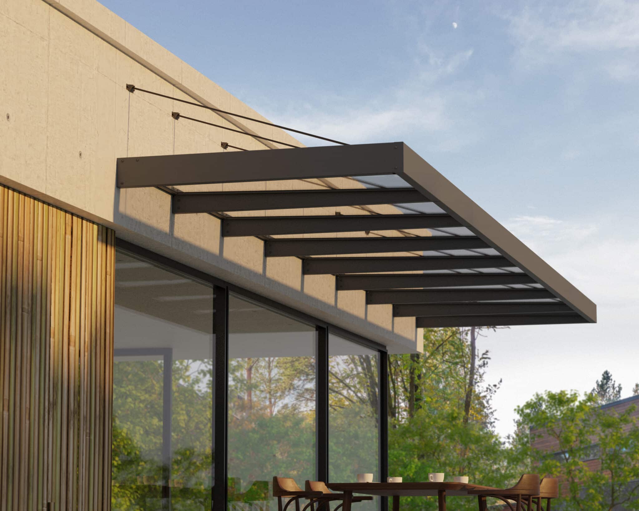 גגון Sophia XL אפור 1.4X7.5 - קירוי שקוף או לבן אופל לבחירה