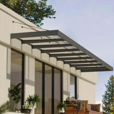 גגון Sophia XL אפור 1.4X8.5 - קירוי שקוף או לבן אופל לבחירה