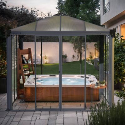 גזיבו סגור לגינה Ledro אפור כהה 3X3