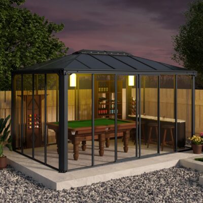 גזיבו סגור לגינה Ledro אפור כהה 3X4.3