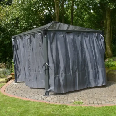 סט וילונות לגזיבו 3x3 /3x3.6 - מתאים לגזיבו פלרמט, מילנו או מרטיניק