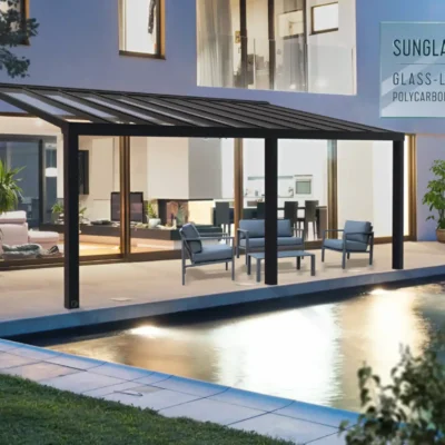 פרגולה אלומיניום Stockholm שקופה 3.4X7.3