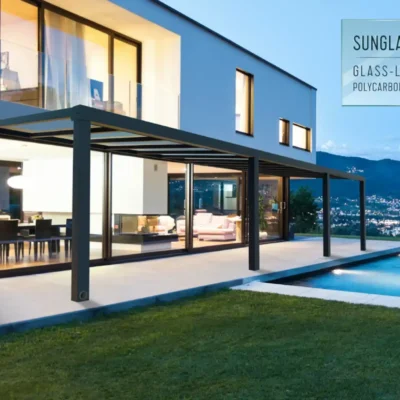 פרגולה אלומיניום Stockholm שקופה 3.4X9.5