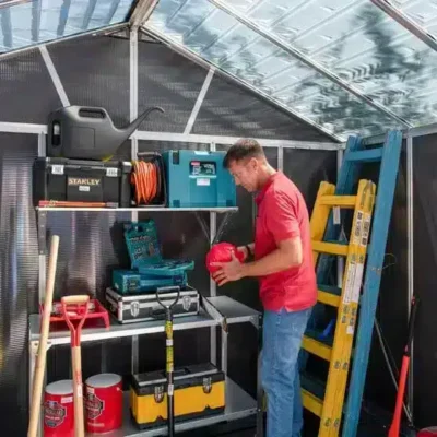 מחסן יוקון אפור כהה 3.3X2.7 מטר + רצפה (11X9 פיט)