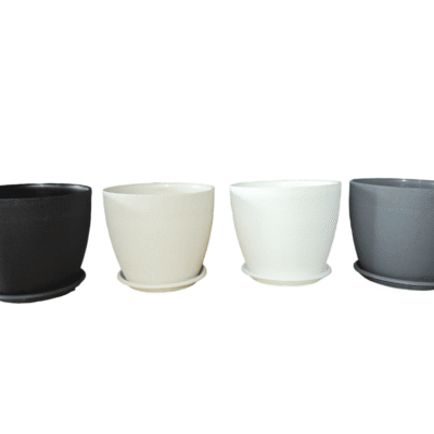 עציץ  דמוי אבן קצר כולל תתתית קוטר 29.8 ס"מ