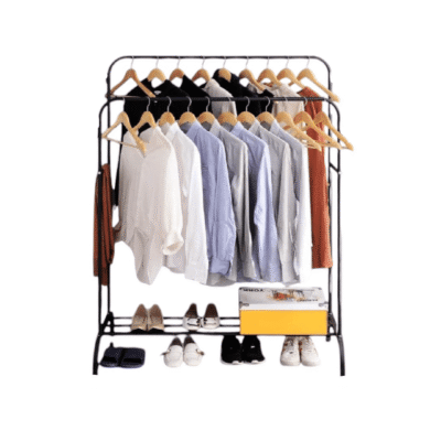 מתלה בגדים כפול נייד עם מדף תחתון