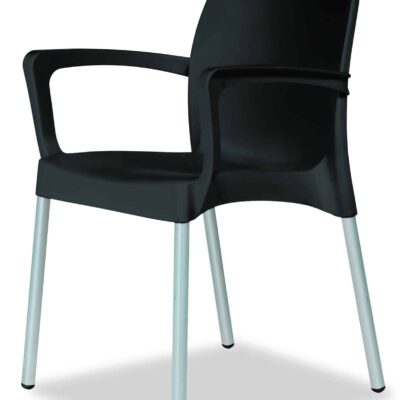 כסא פלסטיק עם רגלי אלומיניום - דגם רונית - עם מסעדי ידיים, כסא נגיש