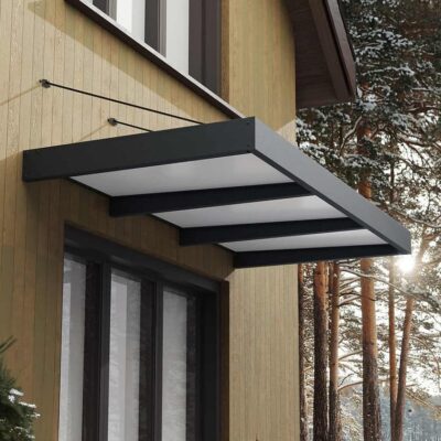 גגון Sophia XL אפור 1.4×2.9 – קירוי שקוף או לבן אופל לבחירה