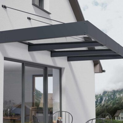 גגון Sophia XL אפור 1.4×2.9 – קירוי שקוף או לבן אופל לבחירה