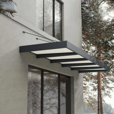 גגון Sophia XL אפור 1.4×4.7 – קירוי שקוף או לבן אופל לבחירה