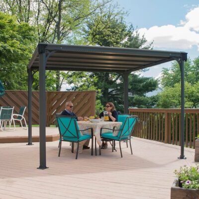 גזיבו לגינה MILANO גג שטוח אפור כהה 3x3