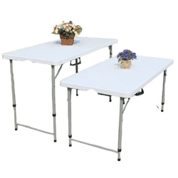 מיני עומר בר - שולחן פלסטיק מתקפל רב שימושי 120 ס"מ מתכוונן לשלושה מצבים| שולחן פלסטיק | שולחן מתקפל | שולחן פיקניק