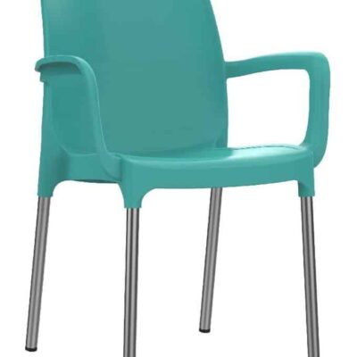 כסא נגיש עם מסעדי ידיים - כסא פלסטיק דגם דן עם רגליים מאלומיניום - כולל משענות יד