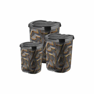 סט שלושה פחי אשפה פדל (דוושה) דגם יהלום - פחי פלסטיק איכותיים למגוון שימושים