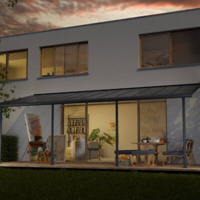 פרגולה סיארה - אלומיניום 3X7.30 אפורה ברונזה